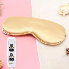 Maschera per gli occhi per dormire in moxa di seta riscaldante con ricarica USB (oro)