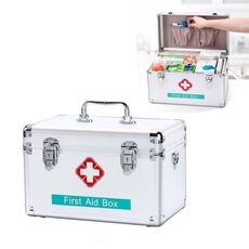 Armadietto per medicinali di emergenza in alluminio per scatola di medicinali in lega di alluminio per uso domestico, dimensioni: 12 pollici Mdeium (argento)