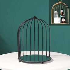 Scaffale portaoggetti per cosmetici Gabbia per uccelli Scaffale da tavolo per cassettiera per la cura della pelle, dimensioni: piccolo, colore: nero