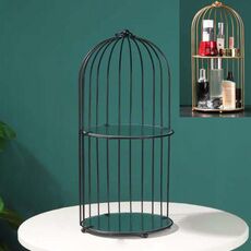 Scaffale portaoggetti per cosmetici Gabbia per uccelli Scaffale da tavolo per cassettiera per la cura della pelle, dimensioni: grande, colore: nero