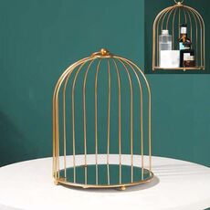 Portaoggetti per cosmetici Gabbia per uccelli Scaffale da tavolo Comò per la cura della pelle Portaoggetti per rifinitura, Dimensioni: Piccolo, Colore: Oro
