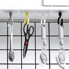 Gancio appiccicoso da soffitto per porta appendiabiti da muro, 4 pezzi, girevole (colore casuale)