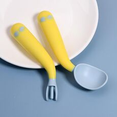 Bambino che impara a mangiare Bending Training Gomito Twisting Spoon Fork (giallo)