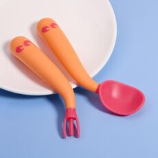 Bambino che impara a mangiare Bending Training Gomito Twisting Spoon Fork (rosso)