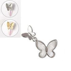 10 pezzi farfalla accessori per unghie artistiche dorate tridimensionali occhio di gatto farfalla zircone accessori per la decorazione delle unghie fai da te (argento 6 11x14 mm)