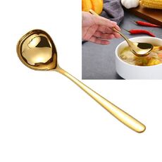 Cucchiaio per salsa in acciaio inossidabile 3 pezzi Cucchiaio creativo con manico lungo a testa grande, colore: oro
