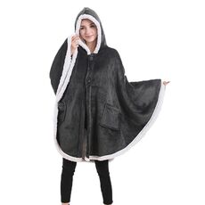 Coperta scialle morbida e calda in flanella tinta unita, colore: grigio
