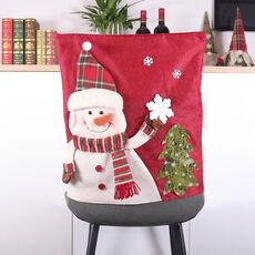 Coperchio di sedia in lino decorazione natalizia (pupazzo di neve)