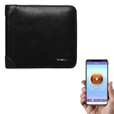 Portafoglio da lavoro in pelle da uomo Portafoglio antifurto intelligente anti-smarrimento, Stile: Smart (nero)
