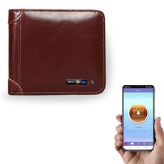Portafoglio da lavoro in pelle da uomo Portafoglio antifurto intelligente anti-smarrimento, Stile: Smart (rosso vino)