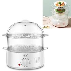 LINGRUI Timer Mini multifunzione Fornello per uova Spegnimento automatico Macchina per la colazione domestica, Spina CN, Specifica: Doppi strati (grigio)