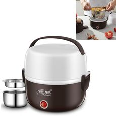 LINGRUI Contenitore per il pranzo elettrico multifunzione Isolamento elettrico per cottura Mini fornello per riso, spina CN, specifica: doppio strato (viola)