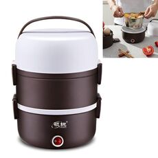LINGRUI Contenitore per il pranzo elettrico multifunzione Isolamento elettrico per cucinare Mini fornello di riso, spina CN, specifica: tre strati (viola)