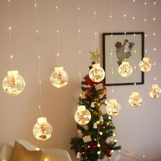 Luci per tende a LED in filo di rame che desiderano palla Decorazione natalizia Luci a corda, consegna in stile casuale, tipo di spina: spina americana (luce bianca calda)