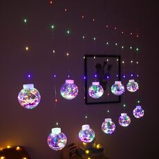 Luci a LED per tende in filo di rame che desiderano palla con decorazione natalizia, consegna in stile casuale, tipo di spina: spina americana (luce colorata)