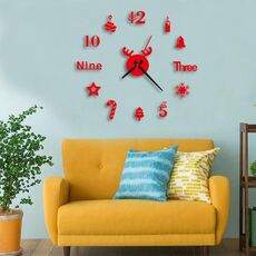 3 pezzi acrilico orologio da parete 3D fai da te soggiorno camera da letto parete sfondo decorazione (rosso)
