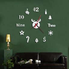 Orologio da parete 3D in acrilico Decorazione fai da te del fondo della parete della camera da letto del soggiorno (Argento)