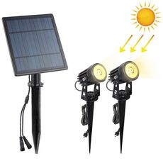 6W One for Two Faretto solare da esterno IP65 Lampada da prato a induzione con controllo della luce impermeabile, flusso luminoso: 300-400lm (bianco caldo)