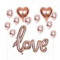 2 Pz Amo Love Foil Foil Balloon Decorazione Set da sposa Wedding Wedding Sede Layout Palloncini, Stile: Amore + 2 A forma di cuore + 10 paillettes