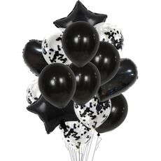 1 set di palloncini in alluminio con paillettes perlate da 18 pollici, decorazione per feste, decorazioni natalizie (nero)