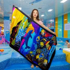 Asciugamano da bagno extra lungo in cotone stile isola hawaiana con cuscino da spiaggia 180x105 cm (Ocean Carnival BT19-1)