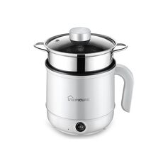 Fornello elettrico multifunzione Mini dormitorio studente che cucina riso per friggere pentola antiaderente, spina americana da 110 V, colore: bianco Stile manuale con griglia per la cottura a vapore (1,7 L)