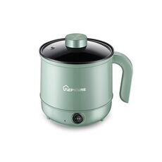 Fornello elettrico multifunzione Mini dormitorio studente che cucina riso per friggere pentola antiaderente, spina americana 110V, colore: verde pentola manuale singola (1,7 l)