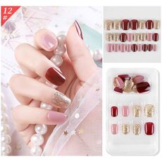 5 Set Indossare Nail Art Balletto di Natale Unghie finte Prodotto finito Chiodo rimovibile da indossare (F741-12)