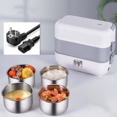 Il contenitore per il pranzo con riscaldamento elettrico e conservazione del calore può essere collegato al fornello di riso per chi lavora in ufficio, specifiche: spina europea, stile: quattro cistifellea