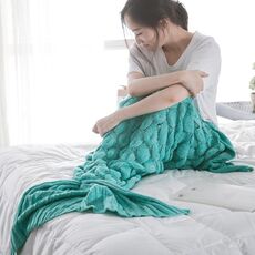 Coperta della coda di pesce della coperta a maglia della vernice della sirena, dimensione: 60x140cm (verde della menta)