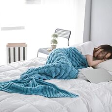 Coperta della coda di pesce della coperta a maglia della vernice della sirena, dimensioni: 195x90cm (lago blu)