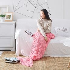 Coperta della coda di pesce della coperta a maglia della vernice della sirena, dimensioni: 195x90cm (rosa)