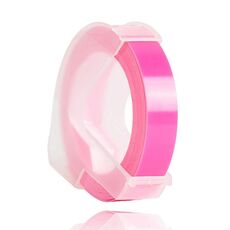 2 PCS CIDY 9mm Nastro per etichette manuale in rilievo 3D, stampante per etichette adatta DYMO1610 / Motex1540 (rosa fluorescente 3D-FP25)