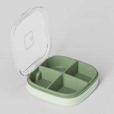 Portapillole portatile da viaggio sigillato, portatile, da 3 pezzi, verde, 4 griglie
