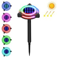TG-JG00129 10 LED disco volante triangolare tubo lungo solare esterno in plastica impermeabile da giardino decorativo presa di terra luce controllo della luce intelligente luce sepolta, oscuramento colorato
