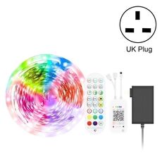 5M 300 LEDs Bluetooth Suit Smart Music Sound Control Light Strip Waterproof 5050 RGB Colorful Atmosphere LED Light Strip With 24-Keys Remote Control(UK Plug)
