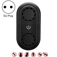 BG307 Repellente per insetti a ultrasuoni Repellente per zanzare Repellente per zanzare per uso domestico Doppio corno per interni Repellente per insetti elettronico, Tipo di spina: Spina UE 220V (Nero)