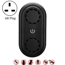 BG307 Repellente per insetti a ultrasuoni Repellente per zanzare Repellente per zanzare per uso domestico Doppio corno per interni Repellente per insetti elettronico, Tipo di spina: Spina UK 220V (Nero)