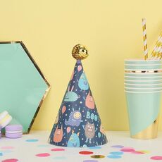 20 pezzi simpatici bambini abbronzanti cappelli di compleanno decorazione di torte cappelli da festa berretto da ballo dorato 2 mostro