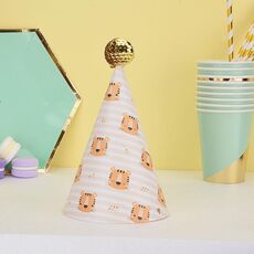20 pezzi simpatici bambini abbronzanti cappelli di compleanno decorazione di torte cappelli da festa berretto da ballo dorato 5 tigre