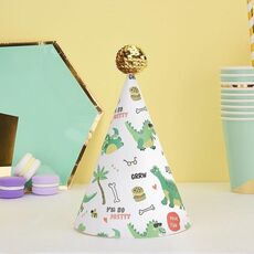 20 pezzi simpatici bambini abbronzanti cappelli di compleanno decorazione di torte cappelli da festa berretto da baseball dorato dinosauro
