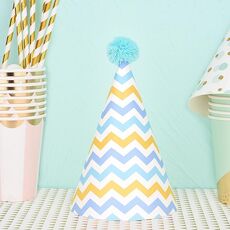 20 pezzi simpatici bambini abbronzanti cappelli di compleanno decorazioni per torte cappelli da festa ondulazione blu