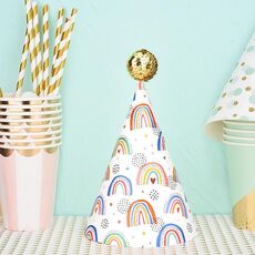 20 pezzi simpatici bambini abbronzanti cappelli di compleanno decorazioni per torte cappelli da festa arcobaleno carino