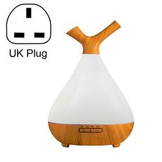 YCTA-008 Umidificatore d'aria per albero notturno con diffusore di aromi luminosi colorati a grana di legno piccolo muto per uso domestico, specifiche del prodotto: spina UK (grano di legno chiaro)