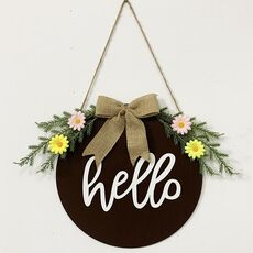 Decorazioni per la casa Ghirlanda di Pasqua Puntelli da tiro Ghirlanda Porta appesa Marrone Hello