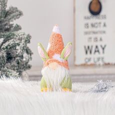 2 pezzi Natale Pasqua Decorazione bambola senza volto Desktop Cartoon Decorazione bambola coniglio Decorazione festiva (cappuccio arancione)