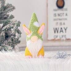 2 PCS Natale Pasqua Decorazione bambola senza volto Desktop Cartoon Decorazione bambola coniglio Decorazione festiva (cappuccio verde)
