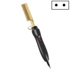 Pettine multifunzionale Asciutto e bagnato Bastone lisciante per capelli ricci a doppio uso Pettine permanente elettrico Spina UE (dorato)