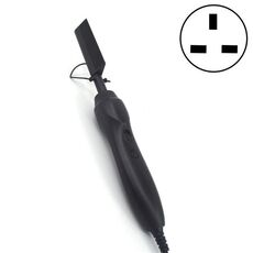 Pettine multifunzionale per capelli ricci asciutto e bagnato a doppio uso pettine lisciante elettrico con spina britannica (nero)