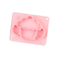M010094 Piatto piano in silicone per bambini Ciotola per mangiare anti-caduta grigliata Ciotola per ventosa antiscivolo per alimenti complementari per bambini (rosa)